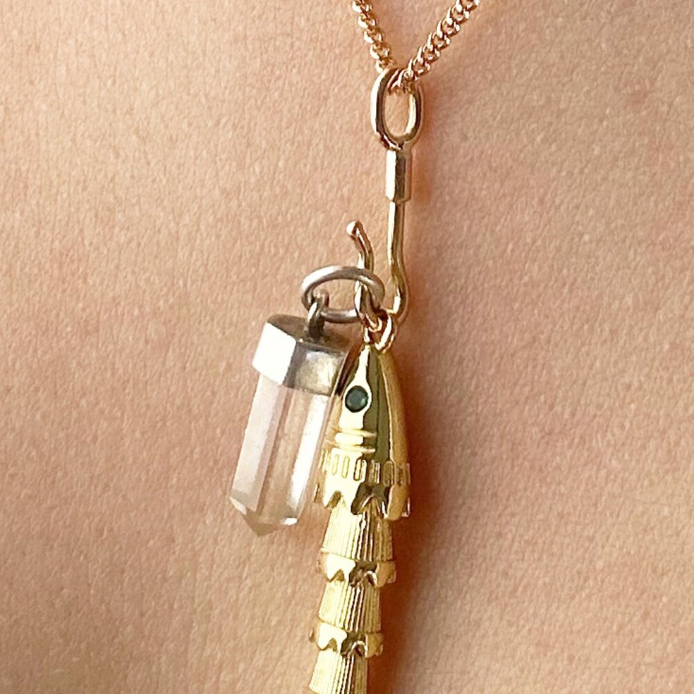 Solid Yellow Gold 18K Hook Charm clip for Add on charms, Charm clip enhancer